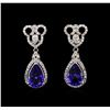 Image 1 : 8.65ctw Tanzanite and Diamond Earrings - 14KT White Gold