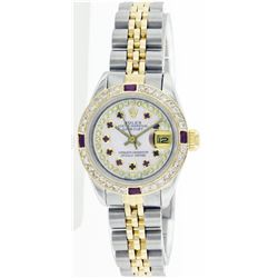 Rolex Two-Tone Diamond and Ruby DateJust Ladies Watch