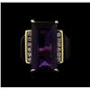 Image 2 : 8.30ct Amethyst and Diamond Ring - 14KT Yellow Gold