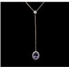 Image 2 : 1.28ct Tanzanite and Diamond Necklace - 14KT Rose Gold