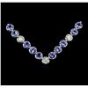 Image 2 : 14KT White Gold 15.40ctw Tanzanite and Diamond Necklace