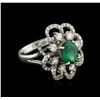 Image 1 : 18KT White Gold 1.34ct Emerald and Diamond Ring
