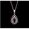 Image 1 : 14KT Rose Gold 1.99ct Tanzanite and Diamond Pendant With Chain