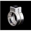 Image 4 : Crayola 4.20ct Blue Topaz and White Sapphire Ring - .925 Silver