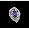 Image 1 : 14KT White Gold 4.96ct Tanzanite and Diamond Ring