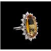 Image 1 : 12.39ct Imperial Topaz and Diamond Ring - 14KT White Gold