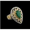 Image 1 : 14KT Two-Tone Gold 3.05ct Emerald and Diamond Ring