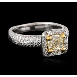 18KT Two-Tone Gold 1.49ctw Fancy Light Yellow Diamond Ring