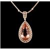 Image 2 : 14KT Rose Gold GIA Certified 42.02ct Morganite and Diamond Pendant With Chain