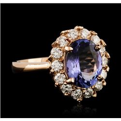 14KT Rose Gold 2.68ct Tanzanite and Diamond Ring