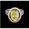 Image 2 : 14KT White Gold 4.74ctw Fancy Yellow Diamond Ring