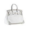 Image 1 : Hermes 35cm White and Gris Perle Swift Leather Ghillies Birkin Bag