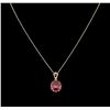 Image 2 : 6.98ctw Ruby and Diamond Pendant With Chain - 14KT Two-Tone Gold