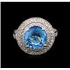 Image 2 : 8.37ct Blue Tourmaline and Diamond Ring - 14KT White Gold