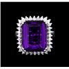 Image 2 : 12.82ct Amethyst and Diamond Ring - 14KT White Gold