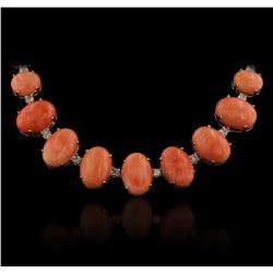 14KT Rose Gold 28.70ctw Pink Coral and Pink Coral Necklace