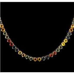 37.08ctw Multi Color Sapphire Necklace - 14KT Yellow Gold