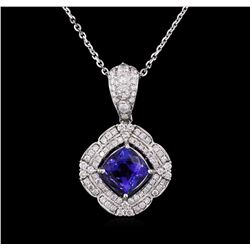 14KT White Gold 2.31ct Tanzanite and Diamond Pendant With Chain