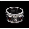 Image 2 : 0.54ctw Garnet and White Sapphire Ring - .925 Silver