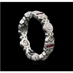 0.25ctw Ruby and Diamond Ring - 18KT White Gold