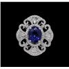 Image 2 : 3.51ct Blue Sapphire and Diamond Ring - 14KT White Gold