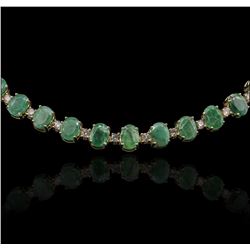 14KT Yellow Gold 37.26ctw Emerald and Diamond Necklace