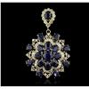 Image 1 : 14KT Yellow Gold 28.47ctw Sapphire and Diamond Pendant