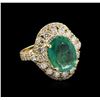 Image 1 : 2.78ct Emerald and Diamond Ring - 14KT Yellow Gold