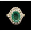 Image 2 : 2.78ct Emerald and Diamond Ring - 14KT Yellow Gold