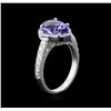 Image 3 : 3.56ct Tanzanite and Diamond Ring - 14KT White Gold
