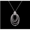 Image 2 : 1.01ctw Diamond Pendant With Chain - 14KT White Gold