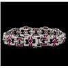 Image 2 : 5.61ctw Ruby and Diamond Bracelet - 18KT White Gold