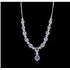 Image 3 : 14KT White Gold 10.44ctw Tanzanite and Diamond Necklace