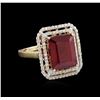 Image 1 : 8.13ct Ruby and Diamond Ring - 14KT Yellow Gold