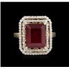 Image 2 : 8.13ct Ruby and Diamond Ring - 14KT Yellow Gold