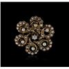 Image 1 : 14KT Yellow Gold Pearl and Diamond Brooch