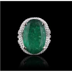 14KT White Gold 13.24ct Emerald and Diamond Ring