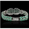 Image 2 : 14KT White Gold 22.00ctw Emerald and Diamond Bracelet