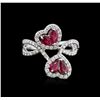 Image 2 : 18KT White Gold 1.15ctw Ruby and Diamond Ring