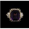 Image 2 : 5.41ct Amethyst and Diamond Ring - 14KT Yellow Gold