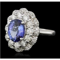 14KT White Gold 3.15ct Tanzanite and Diamond Ring