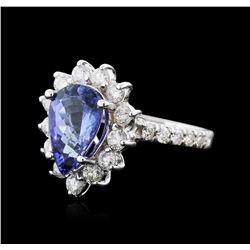 14KT White Gold 3.05ct Tanzanite and Diamond Ring