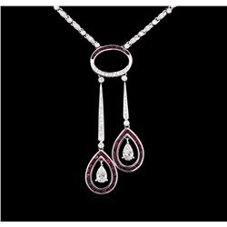 18KT White Gold 2.50ctw Ruby and Diamond Necklace