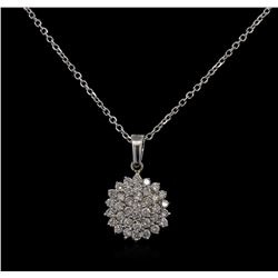 0.98ctw Diamond Pendant With Chain - 14KT White Gold