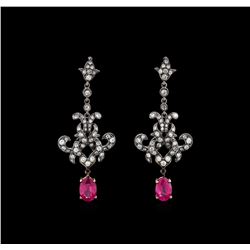 2.29ctw Ruby and Diamond Earrings - 18KT Two-Tone Gold