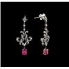 Image 2 : 2.29ctw Ruby and Diamond Earrings - 18KT Two-Tone Gold