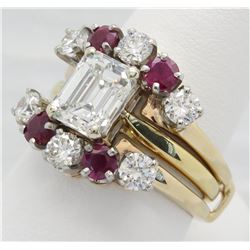 3.00ctw Diamond and Ruby Ring Set - 18KT Yellow Gold