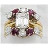 Image 2 : 3.00ctw Diamond and Ruby Ring Set - 18KT Yellow Gold