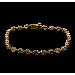 8.85ctw Multi Color Sapphire Bracelet - 14KT Yellow Gold