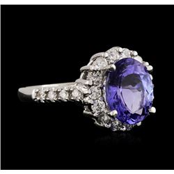 14KT White Gold 3.10ct Tanzanite and Diamond Ring